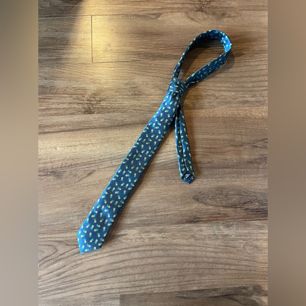 Blue Pineapple Print Tie